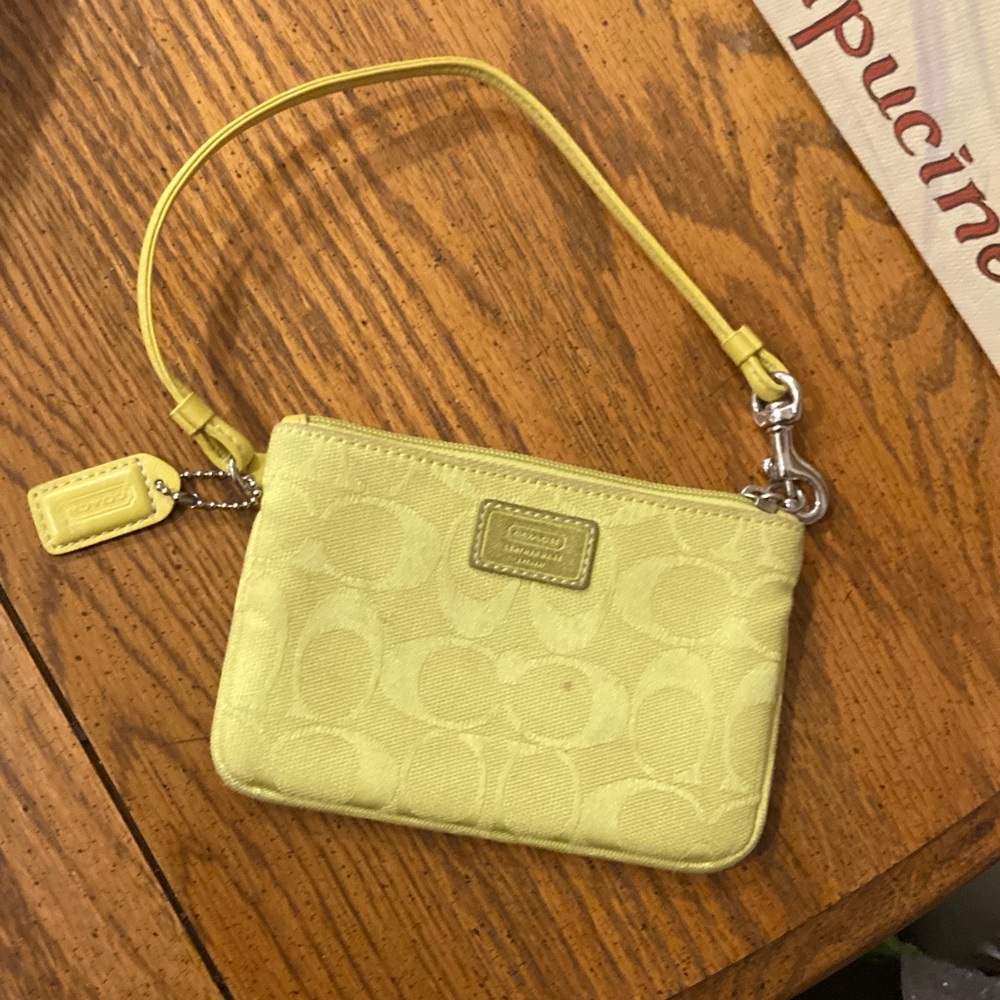 Coach Signature C Wristlet- green/yellow - Picture 8 of 9